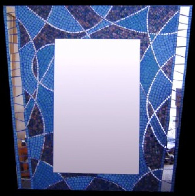 Miroir trapèze art déco bleu